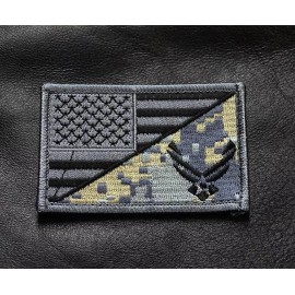 USA AIR FORCE LOGO  USA FLAG EMBROIDERED HOOK PATCH