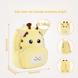 NXLGYDZ Unisex Toddler Animal Backpack，Ultra-Soft Lightweight School Bag，Cute Plush Giraffe Mini Daypack for 2-6 Years