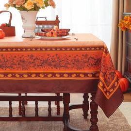 SASTYBALE Fall Harvest Tablecloth, 60x102 Inch Rectangle Pumpkin Print, Orange & Brown Autumn Tones, Wrinkle-Resistant Easy-Care for Thanksgiving Dinners & Holiday Party