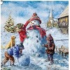Servietten Weihnachten 20 Napkins Children Building Snowman | Winter | Christmas | Table Decoration 33 x 33 cm