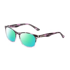 Calabria Shawn Polarized BiFocal Sunglasses +2.25 Crystal Purple Green Mirror Women Designer Chic Bi-Focal Sun Glass Readers