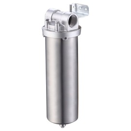 Amwater NSF/ANSI 42 Certification Stainless Steel Filter Housing for 10" Filter Cartridge, 1/2NPT Water Filter Housing for Whole House Water Purification of Stainless Steel 304