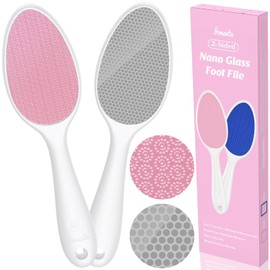 Yomanta 2-in-1 Nano Glass Callus Remover - Callus File with Long Handle, Professional Foot Care Callus Removal Foot, Callus Removal Gentle and Effective, Wet/Dry Feet - Pink