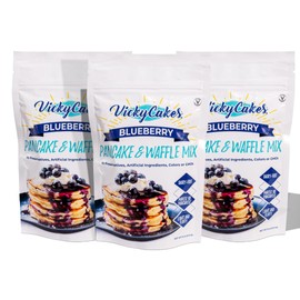 Blueberry Pancake & Waffle Mix Bundle by Vicky Cakes - Light & Fluffy, Dairy-Free, Vegan-Friendly, Non-GMO | (Pack of 3) 8oz each.