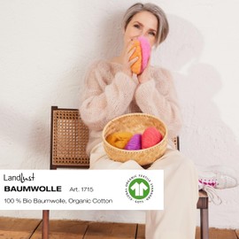 LANA GROSSA Landlust Cotton | Classic Organic Cotton Yarn, Gots Certified | Hand Knitting Yarn Made of 100% Cotton (Organic) | 50 g Wool for Knitting & Crocheting | 115 m Yarn FB 2 Grey