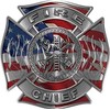 Fire Chief Maltese Cross with Flames Fire Fighter Decal with American Flag