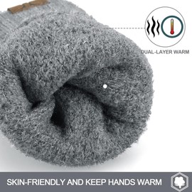 Winter Touch Screen Gloves - Womens Thermal Gloves Thickened Knitted Gloves Mittens Soft Warm for Girls Ski Cycling Running Gifts UK (Dark Grey)