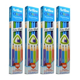 Artline OSUM Extra Dark & Smooth Handwriting Pencil | Triangular Shape | Easy Grip | School, Office & Home Use | Free Eraser and Sharpener | Pack of 40