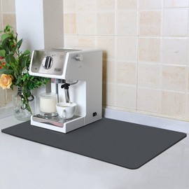 ZLR Coffee Mat - 12" x 20" Middle Kitchen Absorbent Mat for Countertop - Easy to Clean Coffee Bar Mat for Coffee Machine, Coffee Maker, Espresso Machine - Gray
