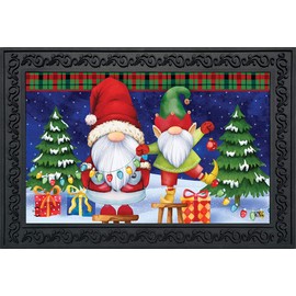 Briarwood Lane Christmas Gnomes Doormat Holiday Humor Elf Presents 30" x 18"