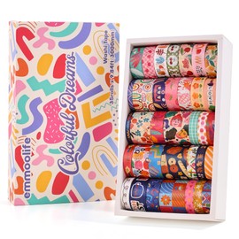 emmoolife - Juego de 35 rollos de cinta Washi, coloridas y lindas cintas decorativas escribibles florales para álbumes de recortes y bullet journaling, suministros para junk journal, arte planificador
