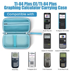 Hard Carrying Case for TI-84 Plus CE/TI-84 Plus/TI-83 Plus CE/TI-83 Plus/TI-89 Titanium/Casio fx-9750GIII/TI-Nspire CX II CAS Graphing Calculator, Extra Mesh Pocket for USB Cables/Pencil/Ruler/Manual