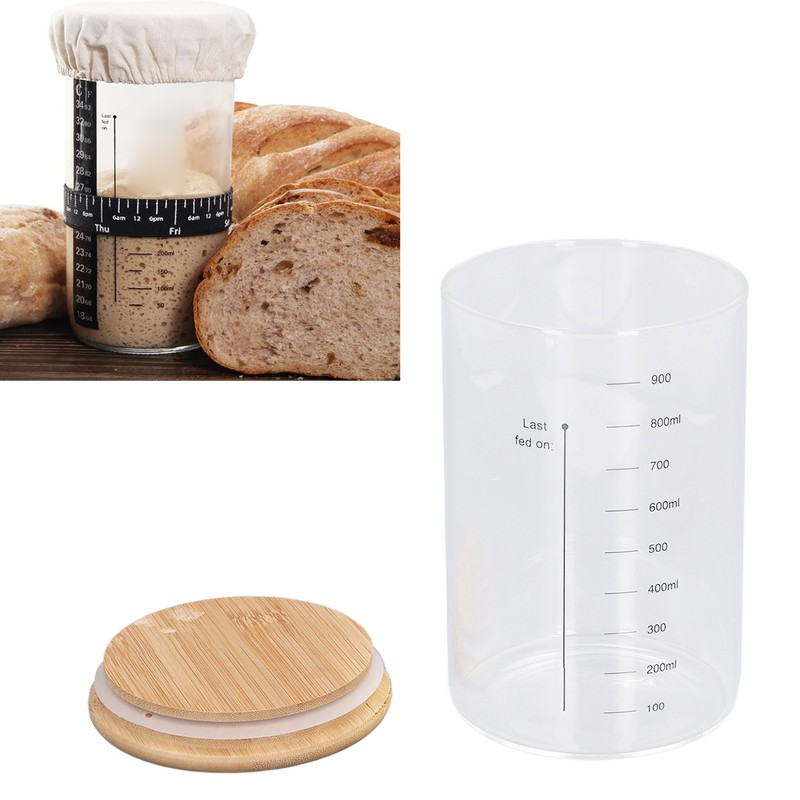 Sourdough Starter Jar Kit Wooden Lid 34oz Sourdough Bread Baking