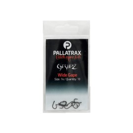 Pallatrax Gripz Wide Gape Fishing Hooks - Carp Fishing Hooks - Award Winning Fishing Hooks (Size 14 - Wide Gape Gripz)