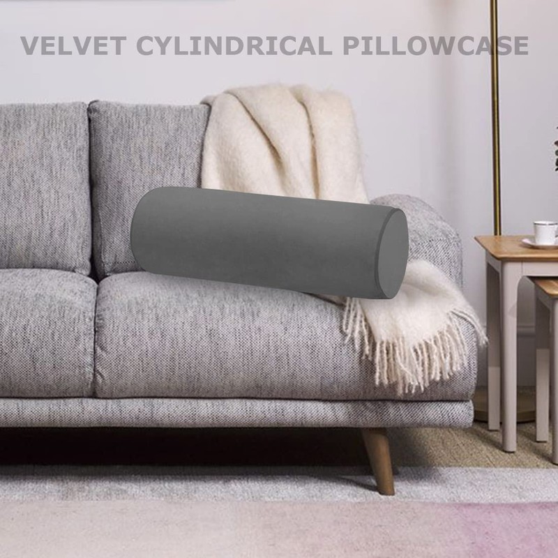 Neck Roll Pillowcases Velvet Cylindrical Pillow Covers 16"x6" with Hidden