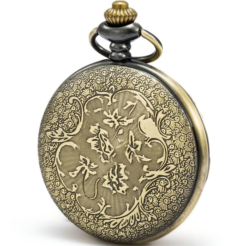 SEWOR Quartz Pocket Watch Shell Dial Magnifier Case with Two