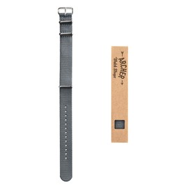 Archer Watch Straps - Classic Military Style Nylon Watch Strap (Gray, 22mm)