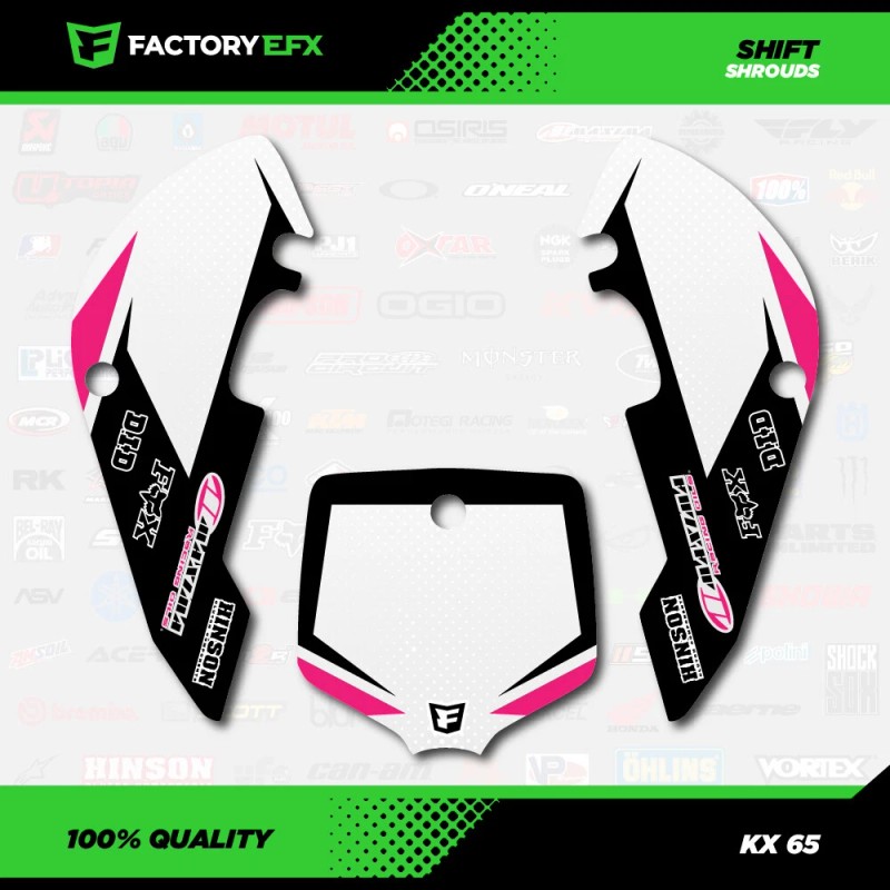 Factory EFX White & Pink Shift Racing Graphics Kit fits