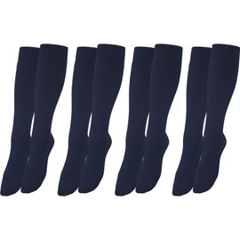 Vitasox Support Stockings for Men and Women, Cotton Support Knee Socks with Compression for Flight, Travel, Office and Car, Thrombosis Socks Against Swollen Legs, 4x Navy