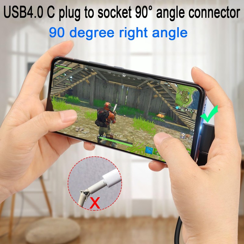 QIANRENON 240W USB4.0 C 90° Angle Adapter 40Gbps USB C