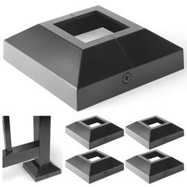 Wocepu 4 pcs 2"x2" Aluminum Deck Post Base Cover, for Deck railings, Stairs, Patios, Porches Split Deck Post Skirt (Black)