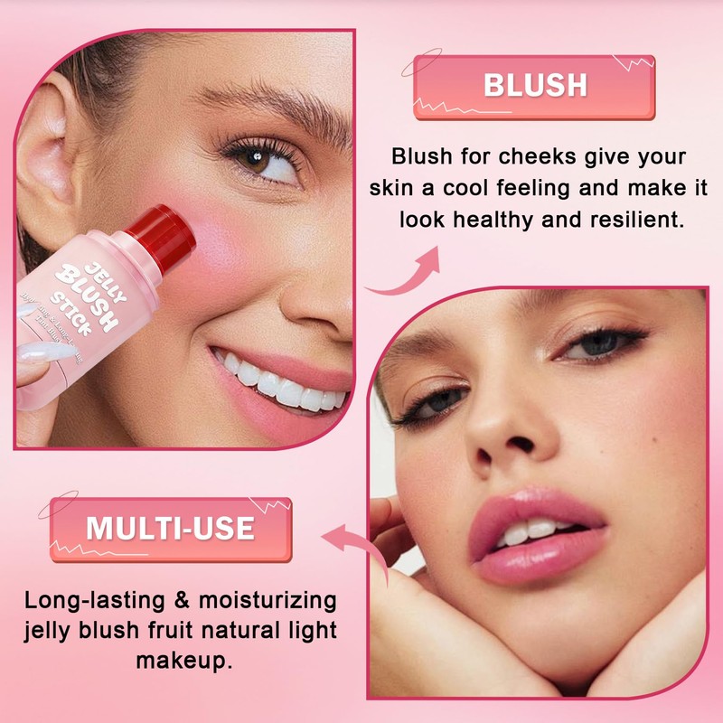 Cooling Water Jelly Tint Lip Cheek Blush, Buildable Sheer Makeup