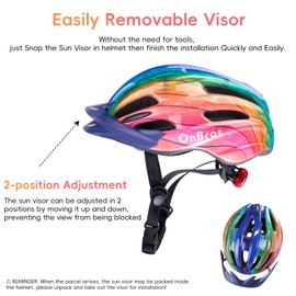 Kids Bike Helmet for Boys & Girls Ages 5-7-9-10-12-14 Adjustable Kid Cycle Helmet with Visor & Light, Lightweight & Safe for Cycling Scooters and Skating 50-57cm