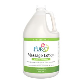 PURA 1ST Professional Herbal Therapy Massage Lotion, Aloe Vera, Arnica Extract, Unscented, Hypoallergenic, Natural, Skin Moisturizing, Hydrating, Deep Tissue, Wellness, Physical Therapy, 128oz Bottle