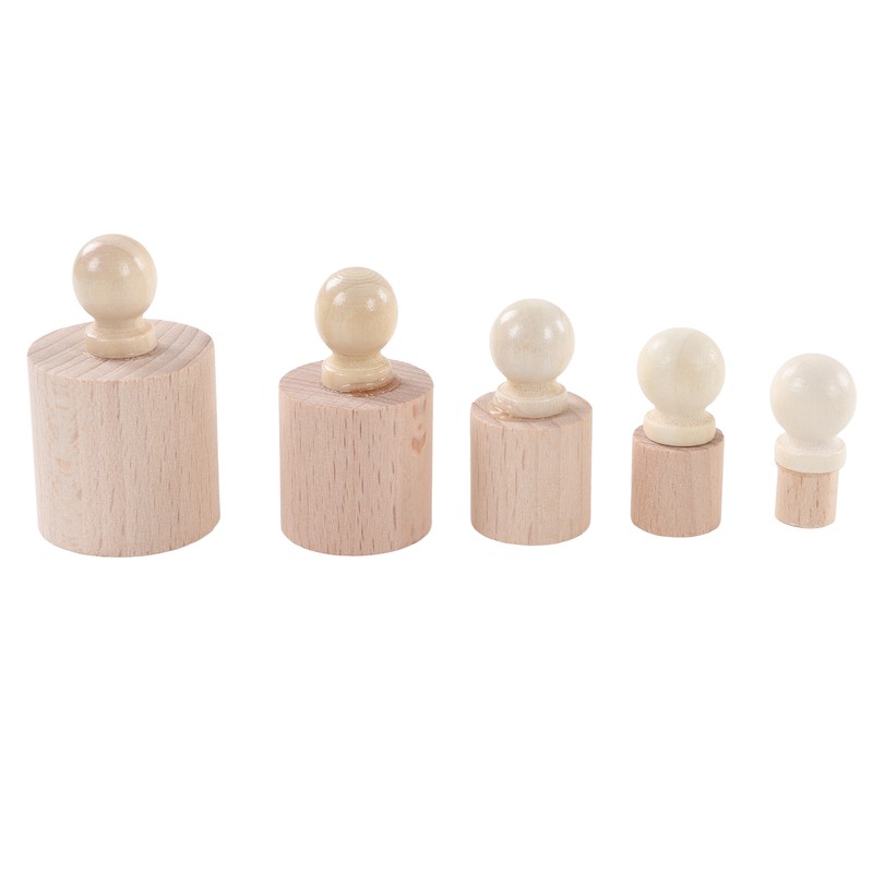Cylinder Socket Toy Beech Wood Educational Knobbed Cylinders Blocks for