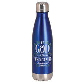 Dicksons SSWBBL-22 God Is For Us - Romans 8:31-17 Ounce Blue Stainless Steel Sports Travel Water Bottle