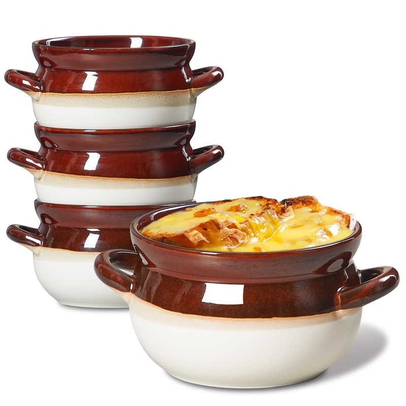 ONEMORE French Onion Soup Bowls, Oven Safe Soup Crocks with