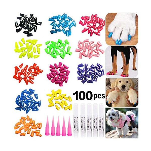 JOYJULY 100pcs Dog Nail Caps Soft Claws Covers Nail Caps