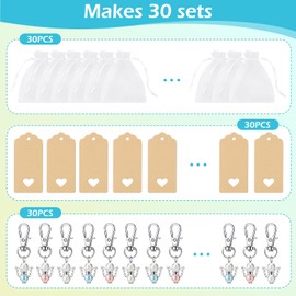 Guardian Angel Pendants, Pack of 30 Wedding Favours, Guest Gifts, Guardian Angel with Organza Bag, Kraft Paper Tags for Wedding, Christening, Christmas, Birthday, Communion Confirmation Gift