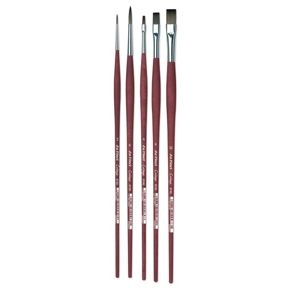 Da Vinci 5269 brushes in synthetic fiber - College - oil and acrylic colors, Brown, Set of 5