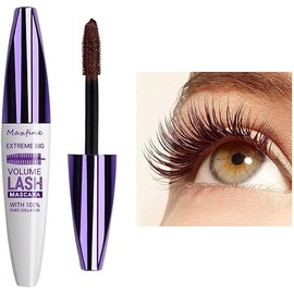 5D Waterproof Mascara Brown Smudge Proof and Hypoallergenic Long Lasting Curling and Thickening Silk Fiber Formula for Dramatic Volume and Length, Perfect for Sensitive Eyes and Everyday Wear