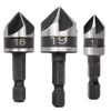 Hocansen 3 Piece Hex Countersink Drill Bit Set 5 Flutes