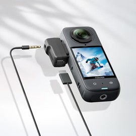 CYNOVA Insta 360 X4 Microphone Adapter, External Insta360 X4 Mic Adapter for Insta360 X4 Accessories, Charger and Recording Type-C and 3.5 mm Audio Ports Support