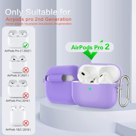 BOBEN AirPods Pro 2nd Generation Case Cover 2022 Silicone AirPods Pro 2 Case Cover with Lanyard and Keychain [Wireless Charging & Front LED Visible] (Purple)