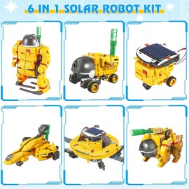 LJ-CL Juguete Educativo Robot Solar 6 en 1, Juguetes para Niño,Proyectos Stem, Kit de Construcción DIY, Regalo Kit de Robótica de Ciencias para Niños y Niñas de 8+ Años (Amarillo)