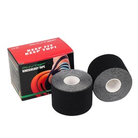 Black Physio Tape Kinesiology Tape for Knee, Shoulder, Ankle, Feet Support, Perfect Medical Tape for Sport Injury and Physical Therapy, 2 Pack