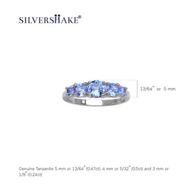 Silvershake 5-Stone Round Shape Birthstone Gemstone White Gold Plated 925 Sterling Silver Ring Jewelry for Women, 12, Sterling Silver Rhodium (White Gold Plated), Genuine Violet Tanzanite Tanzanite