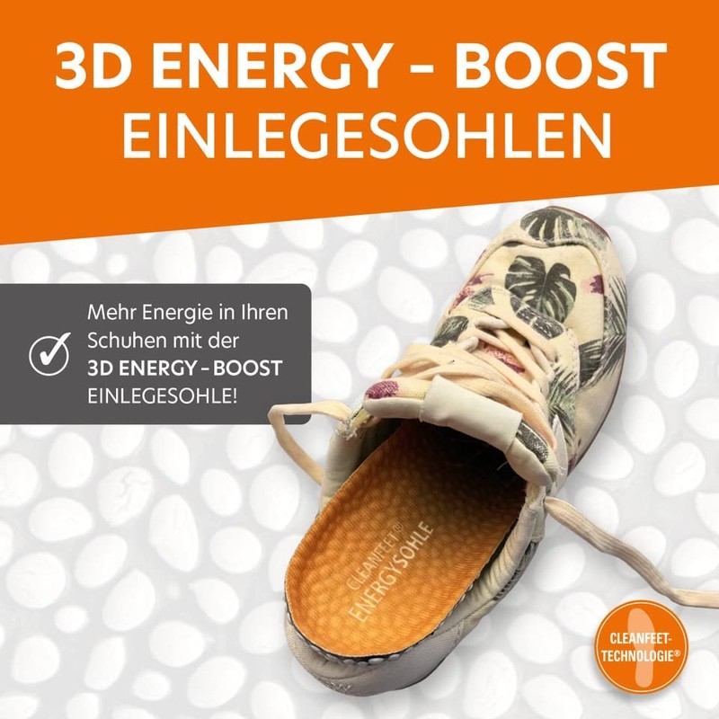 Active Energy Insole with Cleanfeet Technology, 100% Natural (39-41)