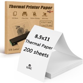 Thermal Printer Paper 8.5 X 11, 200 Sheets Folding Thermal Paper Use for Homework, Contracts and Invoices, US Letter Size Thermal Paper Compatible with JADENS/Itari/M08F/A40Portable
