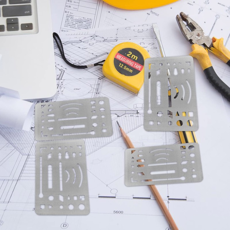 4 Pcs Erasing Shields Stainless Steel Drawing Template Shields Drafting