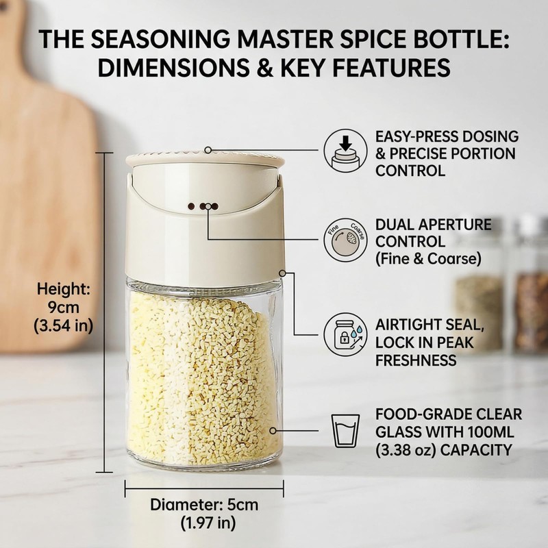 3.4 oz Table Salt Dispenser - Smart Seasoning Quantitative Shaker,