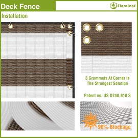 FLORALEAF 3' x 67' Balcony Screen Privacy Fence Cover UV Protection Shield for Deck Patio Backyard Outdoor Pool Porch Railing with Zip Ties, Brown White Stripe