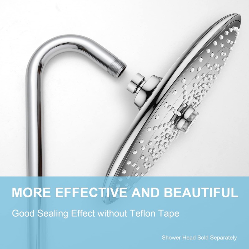 OFFO Shower Head Extension Arm 12 in, S Shaped Shower