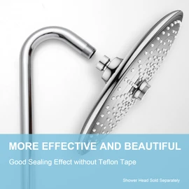 OFFO Shower Head Extension Arm 12 in, S Shaped Shower Arm with Flange High Rise Goose Neck Shower Arm Extension Chrome Finish