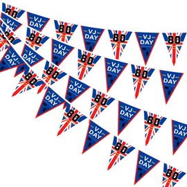 VJ Day 80th Anniversary Bunting Banner, 10m Length, 30 Flags, 2025 Commemorative Decoration
