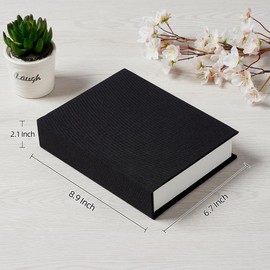 Pssoss Photo Album 5x7 with Writing Space Linen Cover 5x7 Photo Album Book Holds 30 Photos Ideal for Wedding Theme-Album and Baby Photo Albums (Black,30 Pockets)